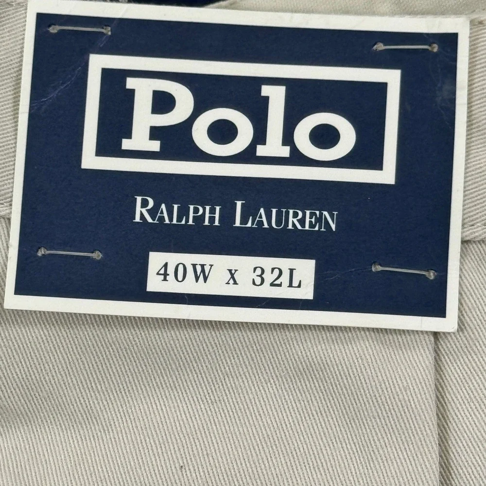 Polo Ralph Lauren Andrew Pant Mens 40x32 Pleated Chino Khaki Tan 100% Cotton NEW